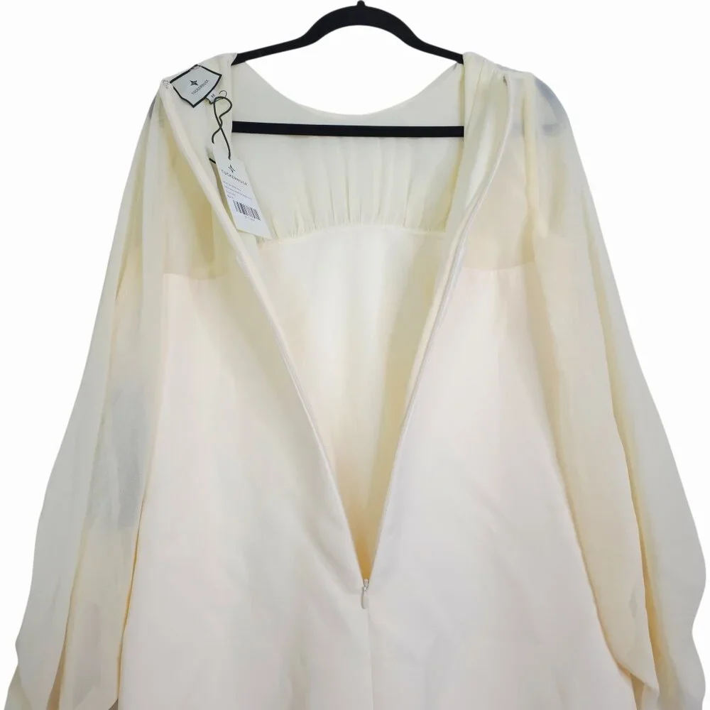 Tuckernuck Lorraine Dress Ivory Chiffon Pleated Drop Waist Bridal NWT Size M - Picture 8 of 10